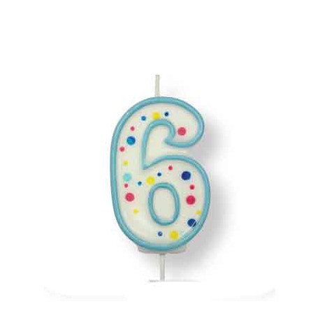 2001440 JEM Blue Number 6 Candle (2.5 Inch)
